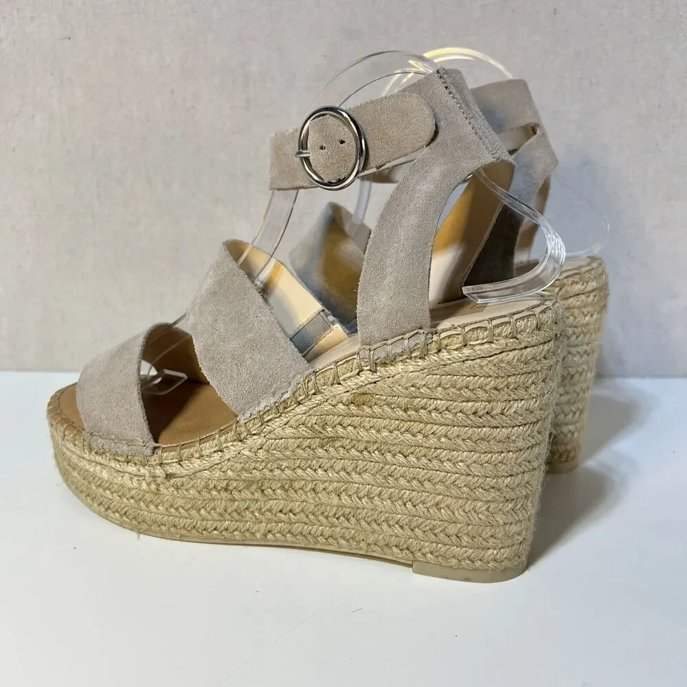 Dolce Vita Shae Wedge Sandals Womens 9.5 Tan‎ Suede Espadrille Boho Coastal Chic